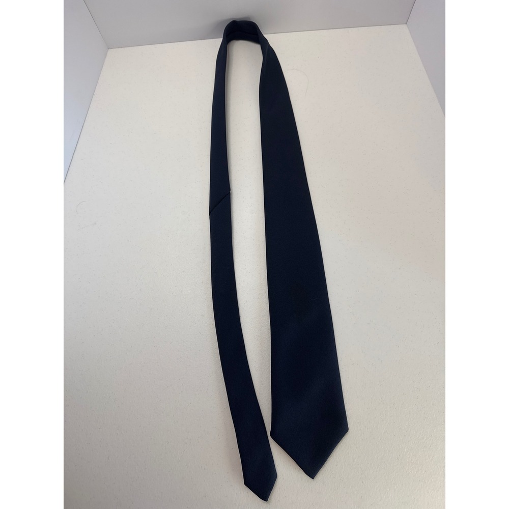 Fox Hill Mens Navy Blue Solid Textured Necktie Fashioned Elegance Gold Lining